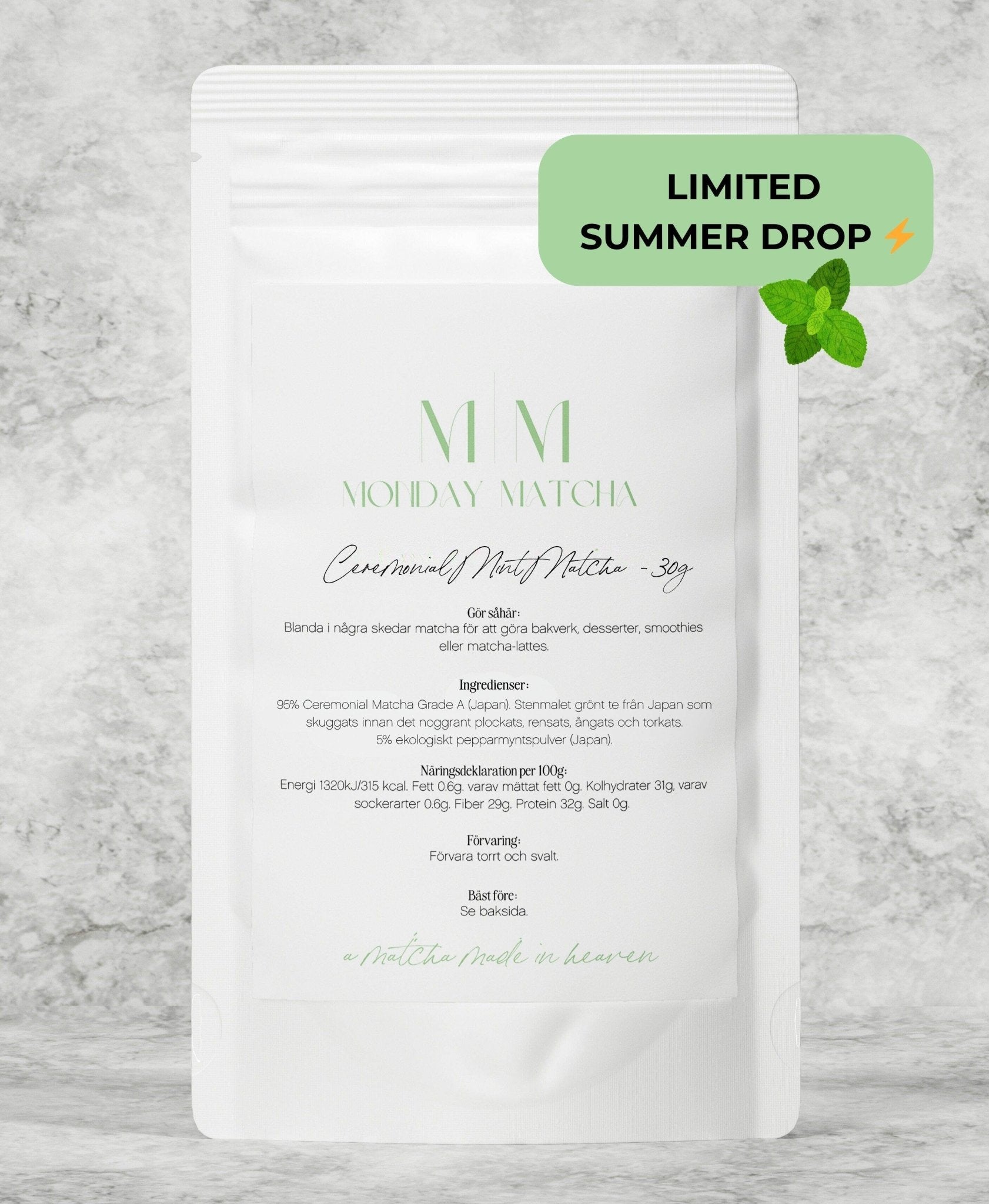 JUST LAUNCHED⚡ Ceremonial MINT Matcha 30g | Ceremonial Grade A Matcha från Japan – Monday Matcha