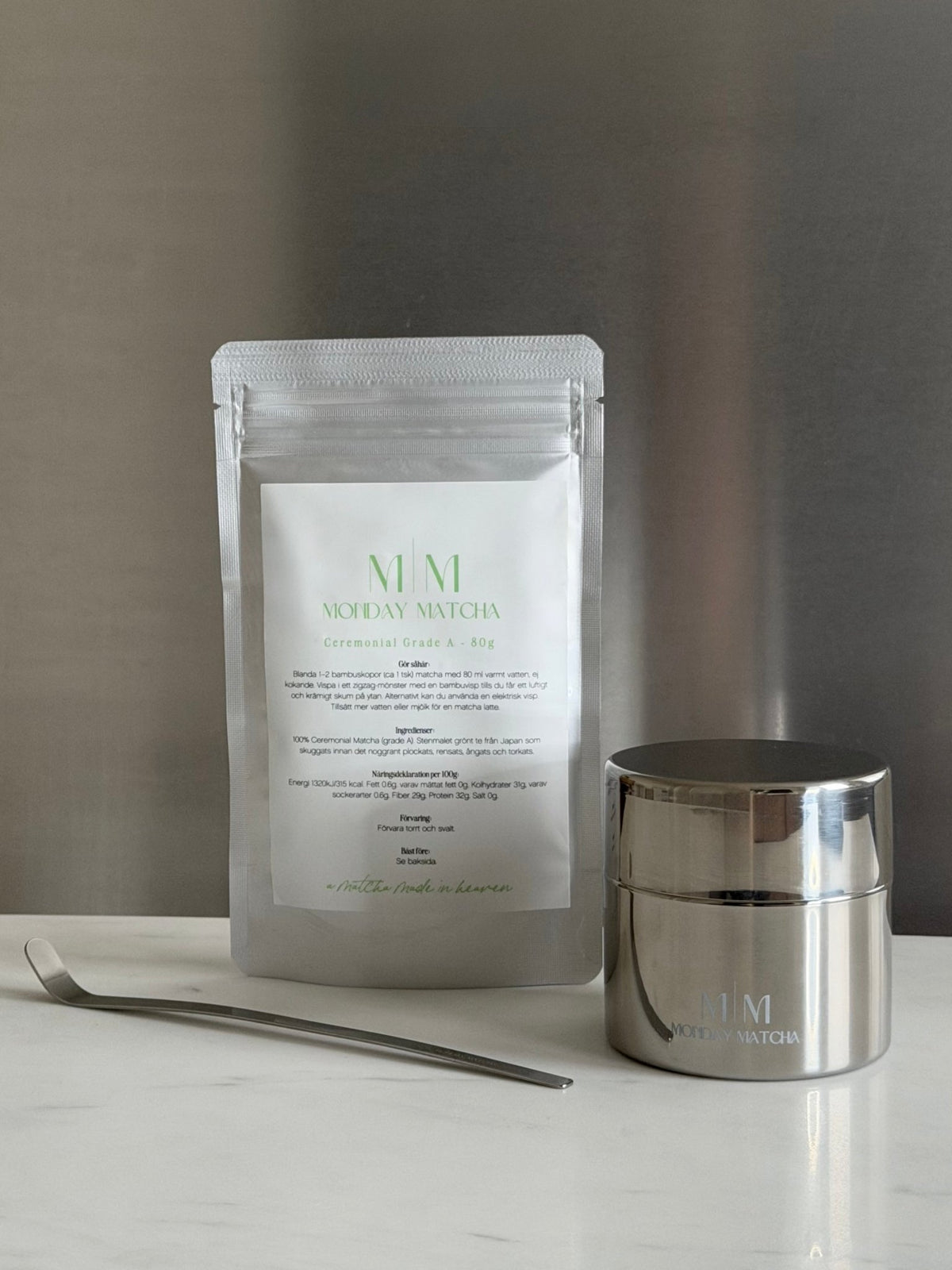 Ritual Bundle (80g Matcha + Tin + Scoop) | Ceremonial Grade A Matcha från Japan – Monday Matcha
