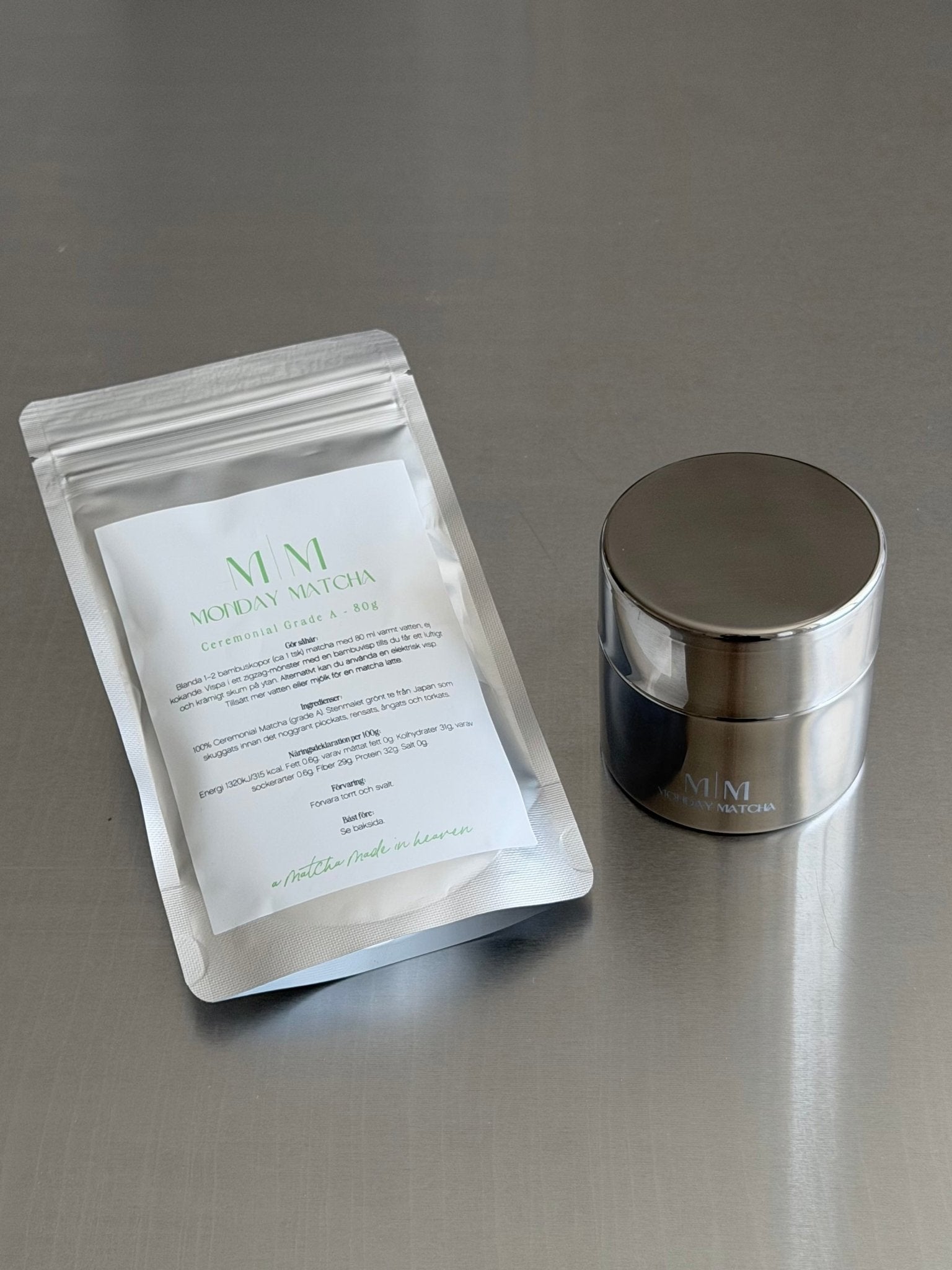 Ritual Bundle (80g Matcha + Tin) | Ceremonial Grade A Matcha från Japan – Monday Matcha